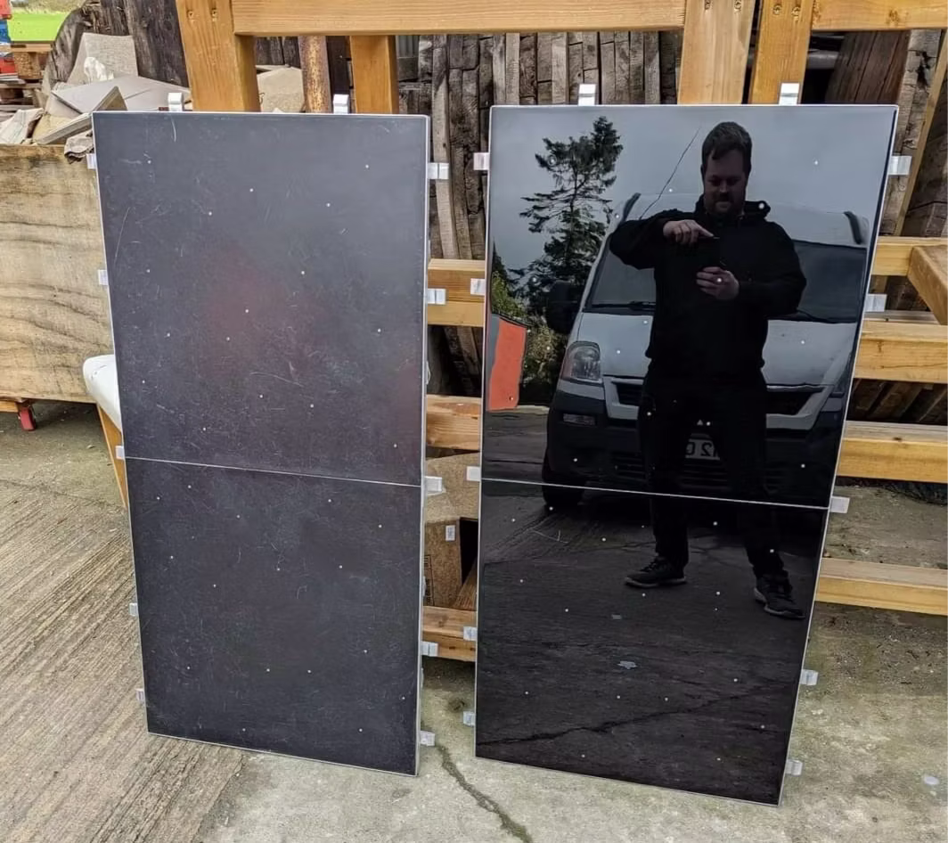 Black dance floor before and after refurbishment